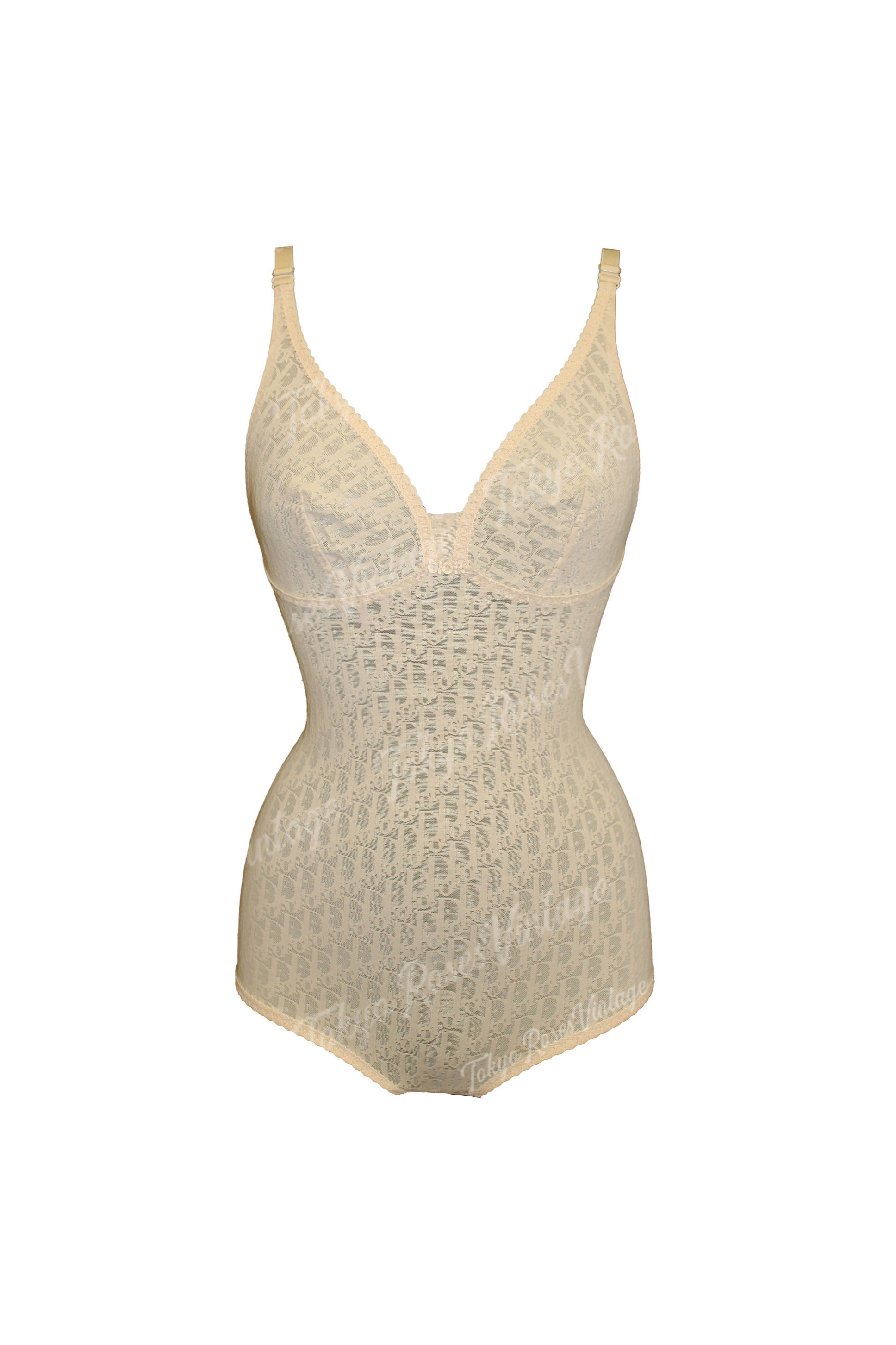 Christian Dior Trotter Logo Monogram Mesh Sheer Bodysuit Lingerie