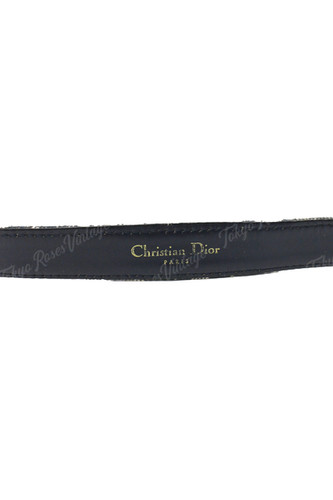 Christian Dior ロゴ柄ベルト ネイビー Christian Dior Vintage Monogram Gold Logo Buckle Belt Navy