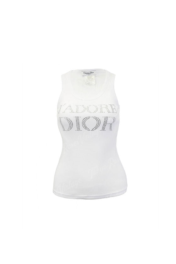 Vintage Christian Dior トロッター タンクトップ ホワイト Vintage Christian Dior トロッター タンクトップ ホワイト Tank Top