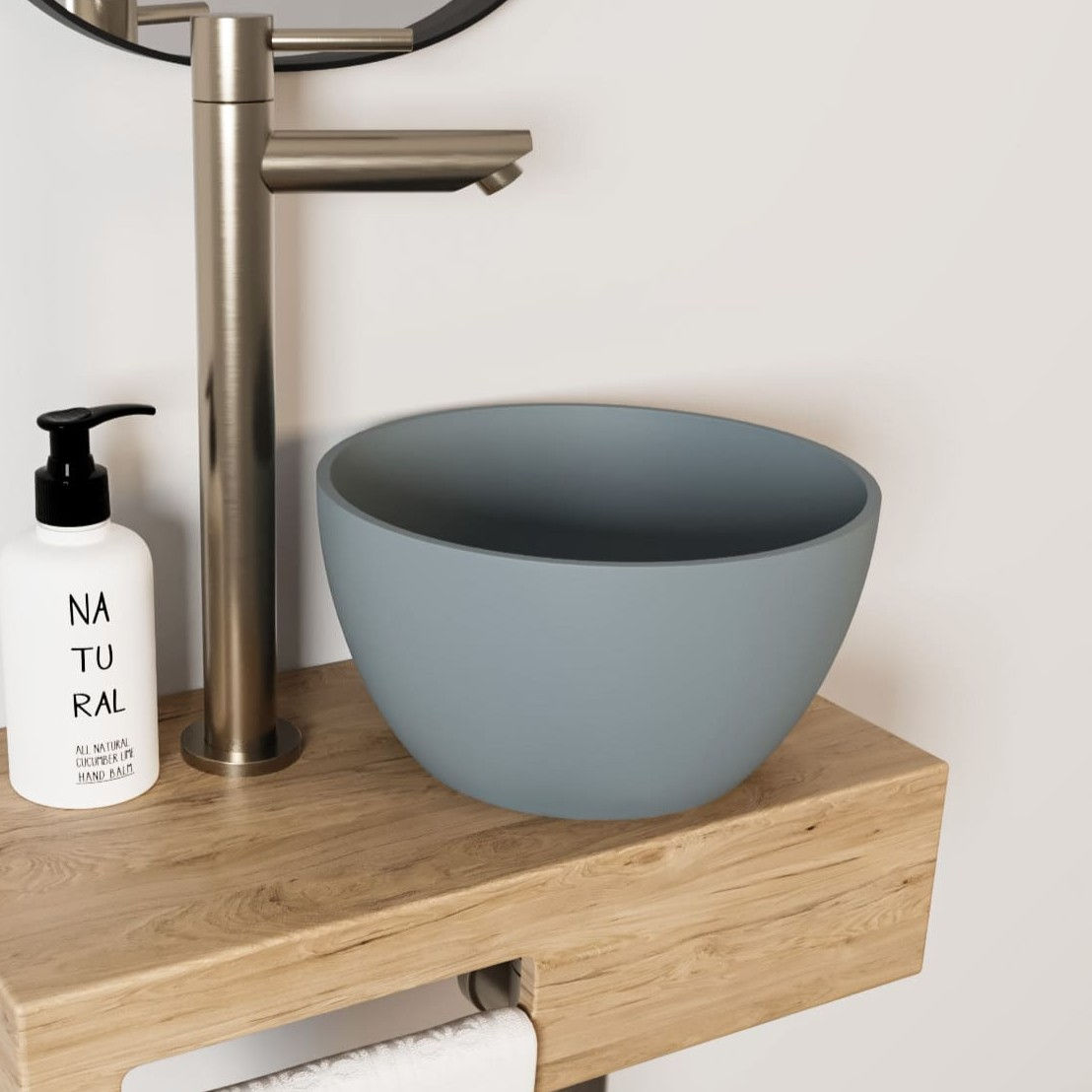 Arcqua Olivia opbouw waskom rond mat grijs 22cm