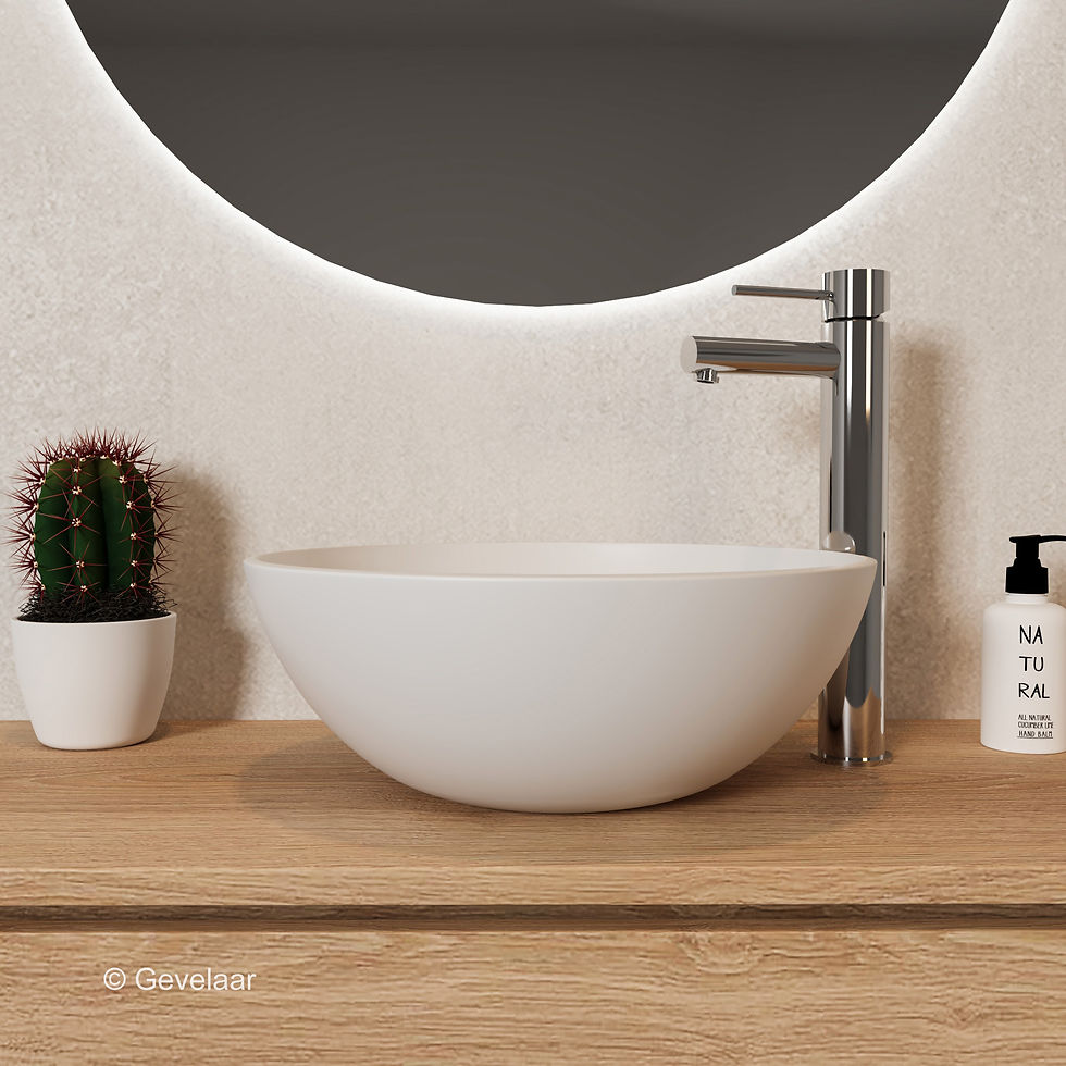 Arcqua Prince opbouw waskom cast marble rond 38 mat wit