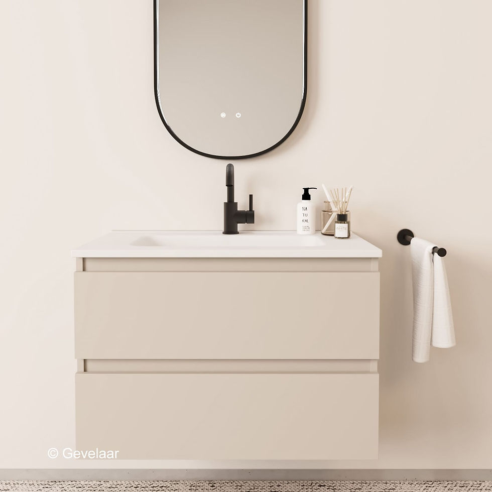 Tanaro Sobio badmeubel cappuccino 80cm wastafel mat wit 2 laden