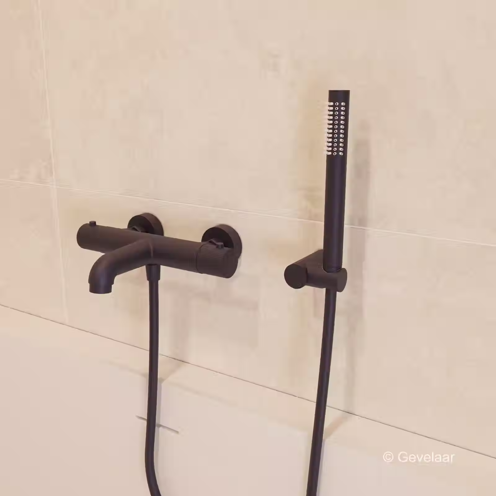 Zaphir thermostatische opbouw badkranenset Mat zwart (PVD) - SET 1