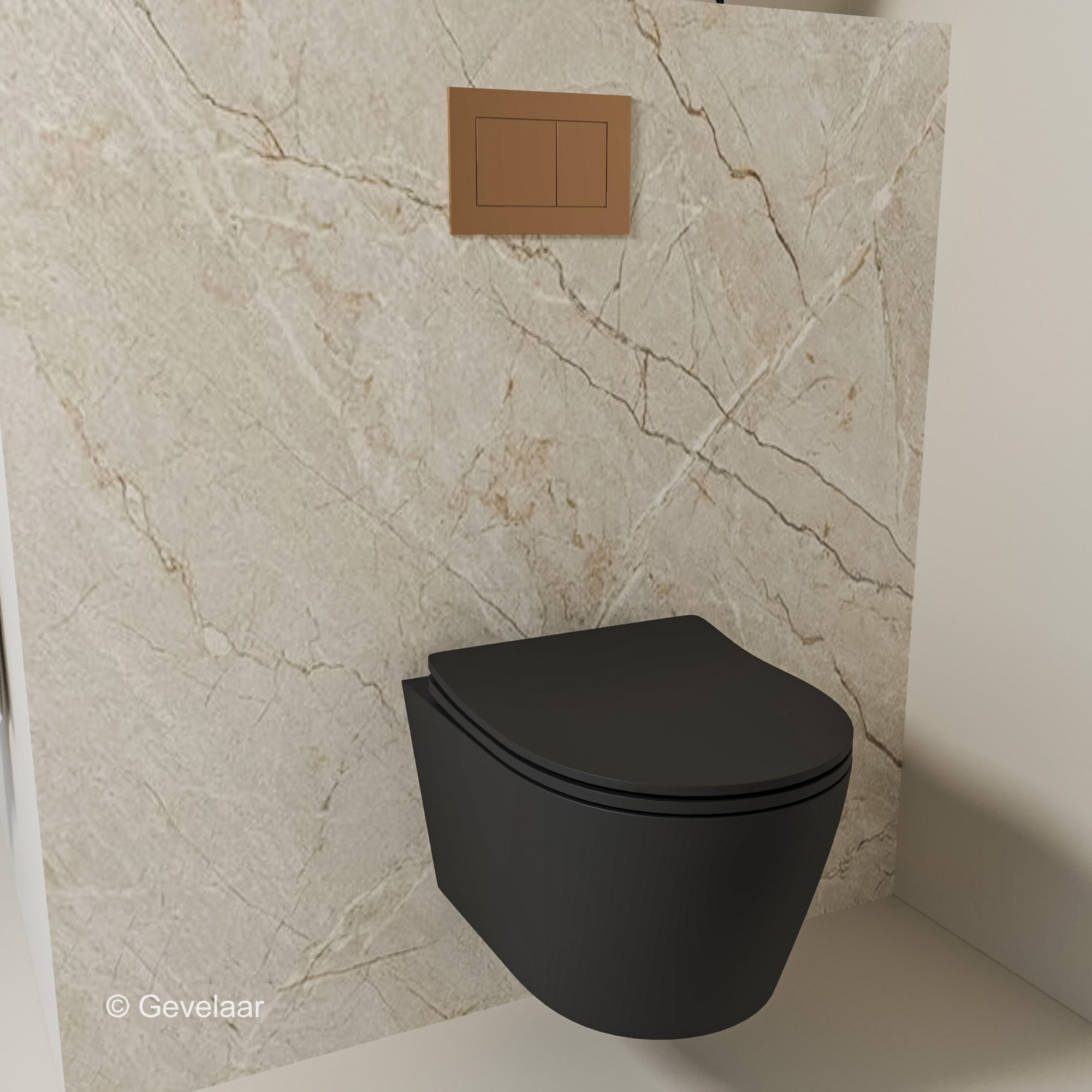 Toiletset Tanaro Pizarro mat zwart TECE inbouwreservoir Now roodbrons blokhouder