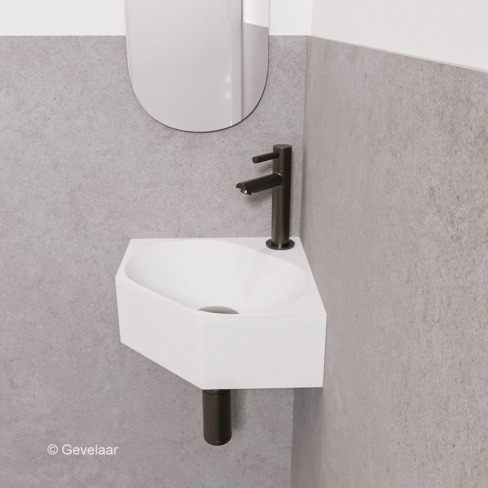 INK Matrix fonteinset wasbak mat wit kraan recht gunmetal