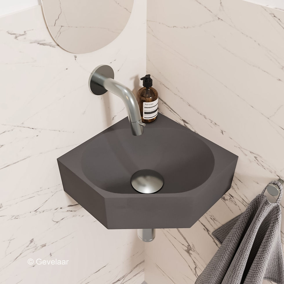 INK Matrix fonteinset wasbak quartz beton  - inbouw kraan RVS / geb.staal