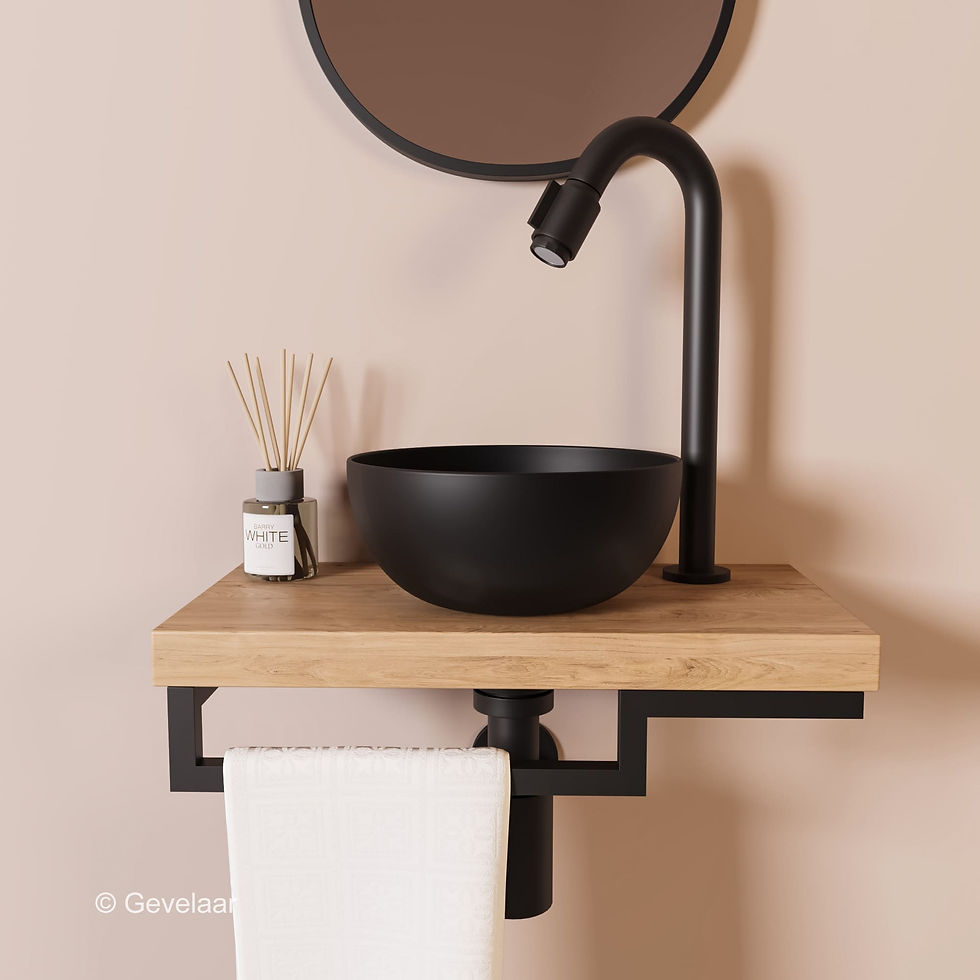 Proline TOP Ideal Oak fonteinset kraan bo mat zwart kom 20cm mat zwart houder L