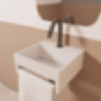 Tanaro Alpua fonteinset - mat wit wasbak solid surface - kraanset gunmetal