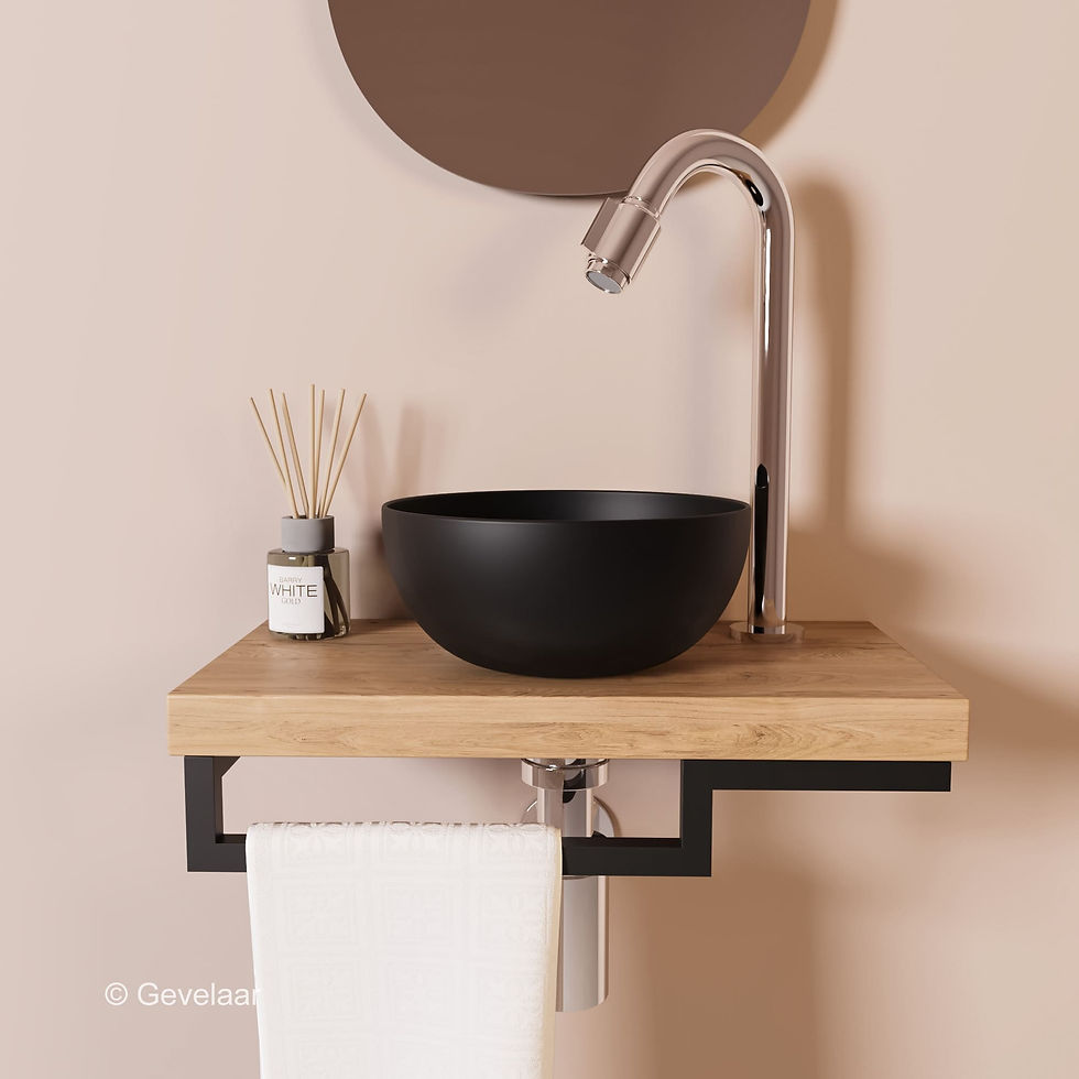 Proline TOP Ideal Oak fonteinset kraan bo chroom kom 20cm mat zwart houder L