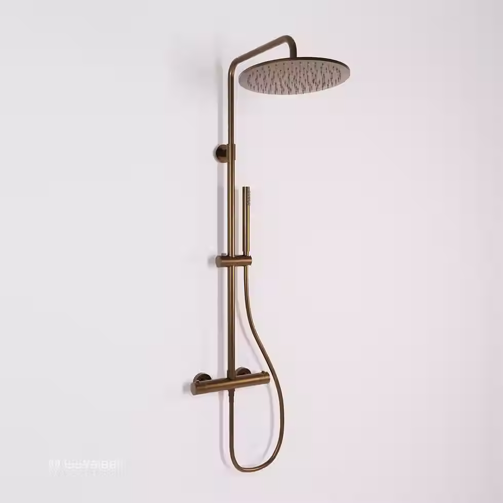 Zaphir thermostatische opbouw regendoucheset 30 cm geborsteld brons (PVD)