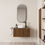Thumbnail: Striato ribbel noten badmeubel 80 cm - 1 lade - afdekblad Venice brown