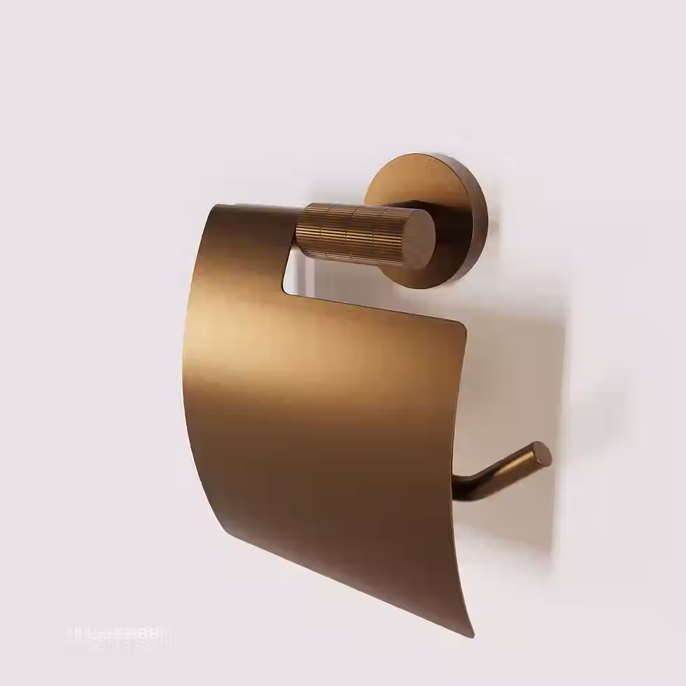 Zaphir toiletrolhouder met klep ribbelstructuur geborsteld brons (PVD)