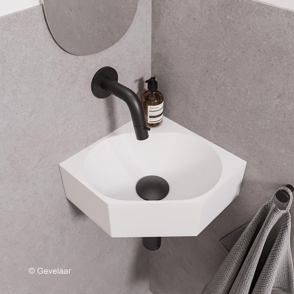 INK Matrix fonteinset wasbak mat wit  inbouw kraan mat zwart
