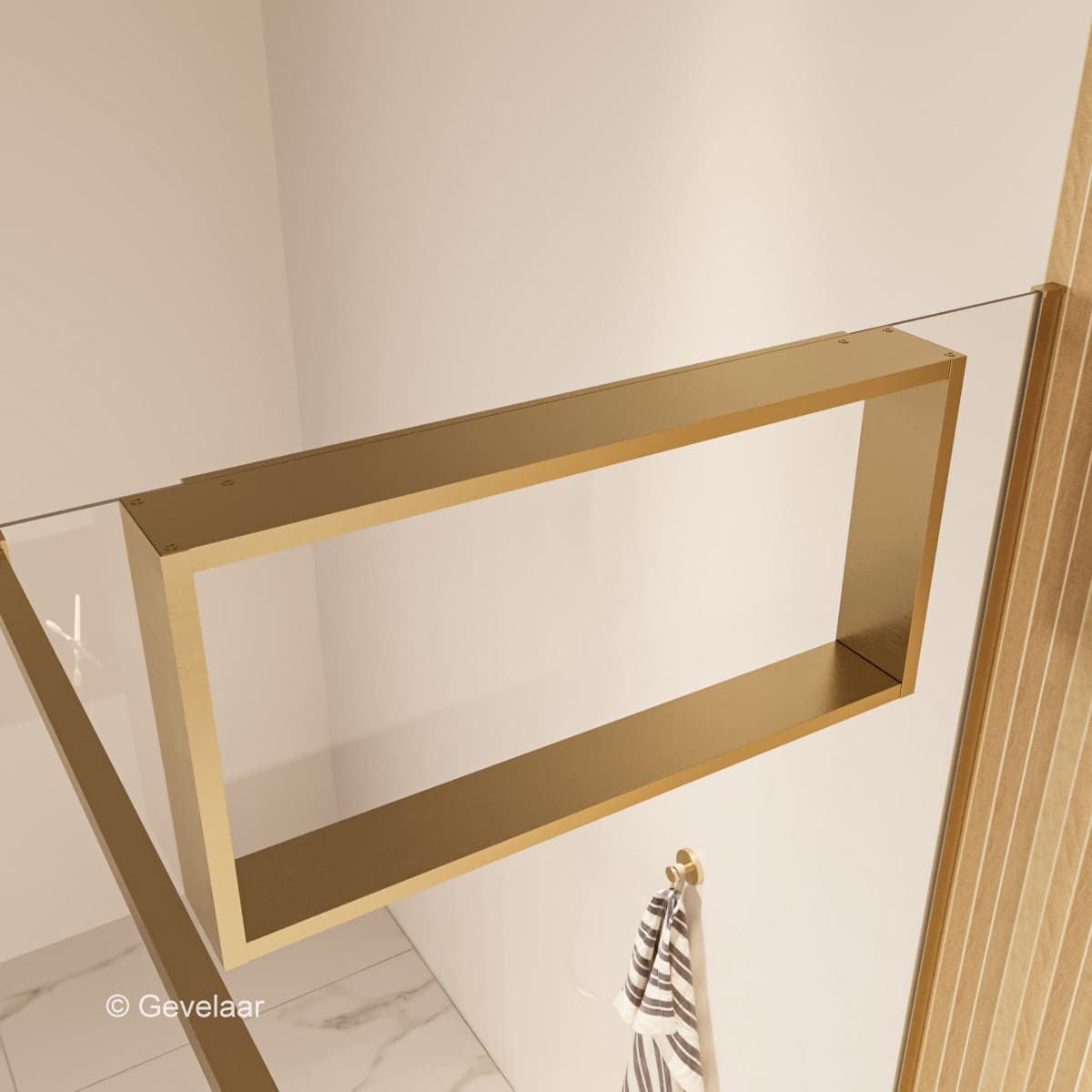 Tanaro opbouwnis over douchewand geborsteld goud 30x60x10 cm.