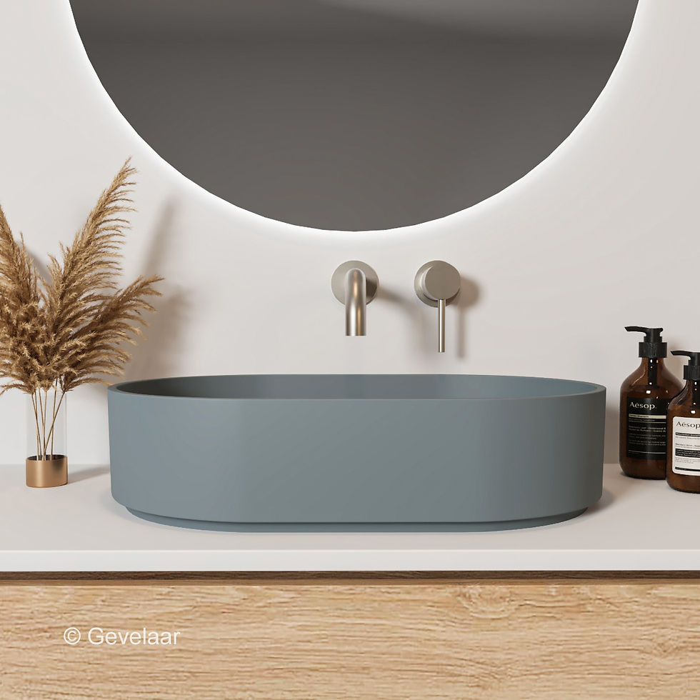 Arcqua Case opbouw waskom cast marble ovaal 55*36 mat grijs