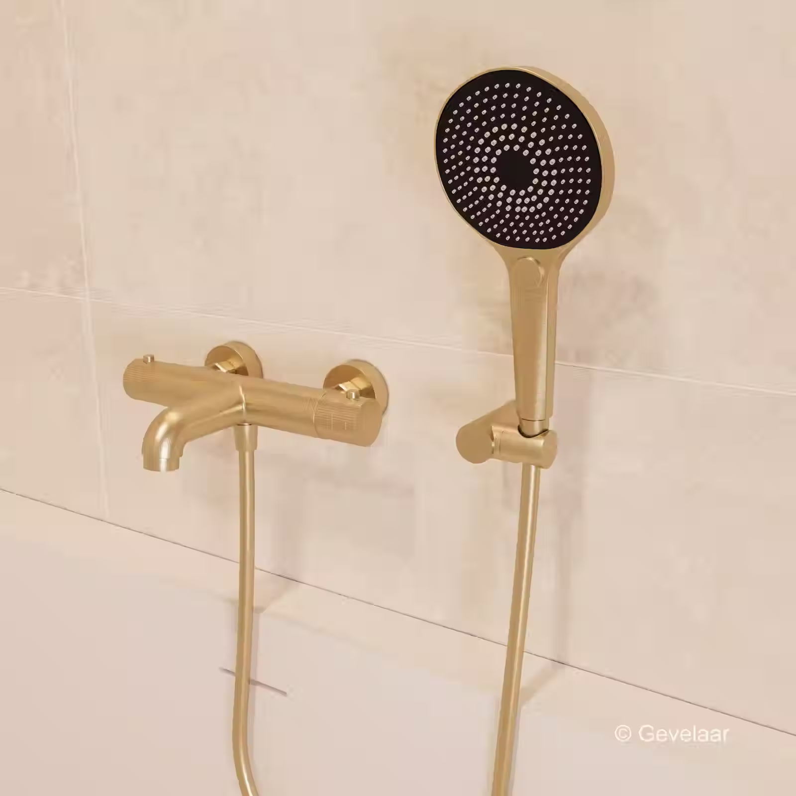 Zaphir thermostatische opbouw badkranenset Geborsteld goud (PVD) - SET 2
