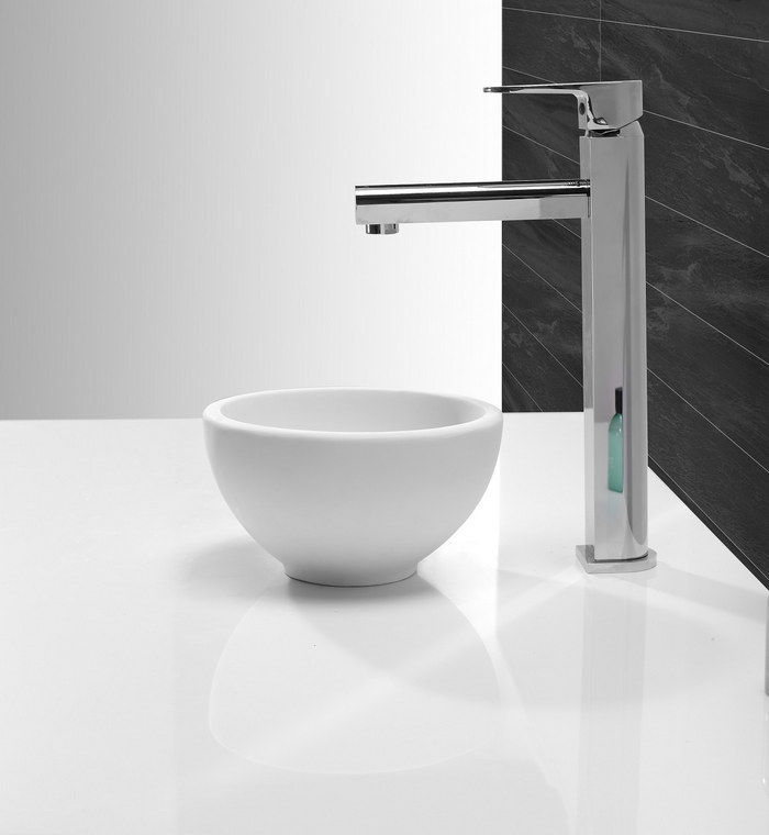 Thumbnail: Tessa waskom rond 20 x 11 solid surface mat wit