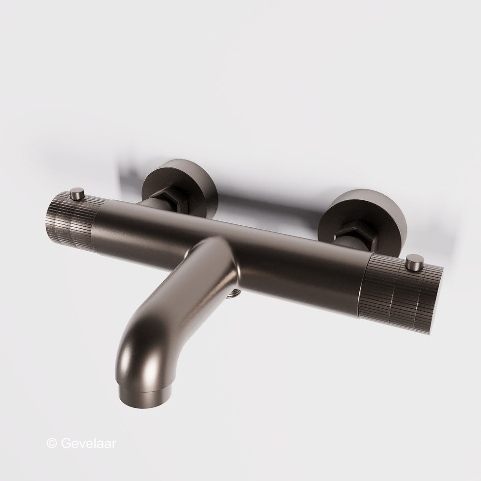 Zaphir opbouw badmengkraan thermostatisch knoppen met ribbel gunmetal (PVD)