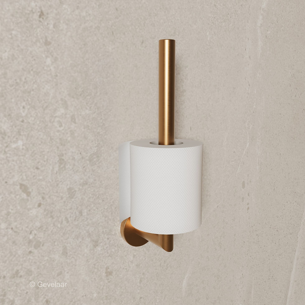 Thumbnail: reserverolhouder geborsteld brons-koper aan de wand met een wc rol