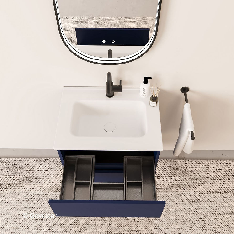 Tanaro Sobio badmeubel intens blauw 60 cm wastafel mat wit 2 laden