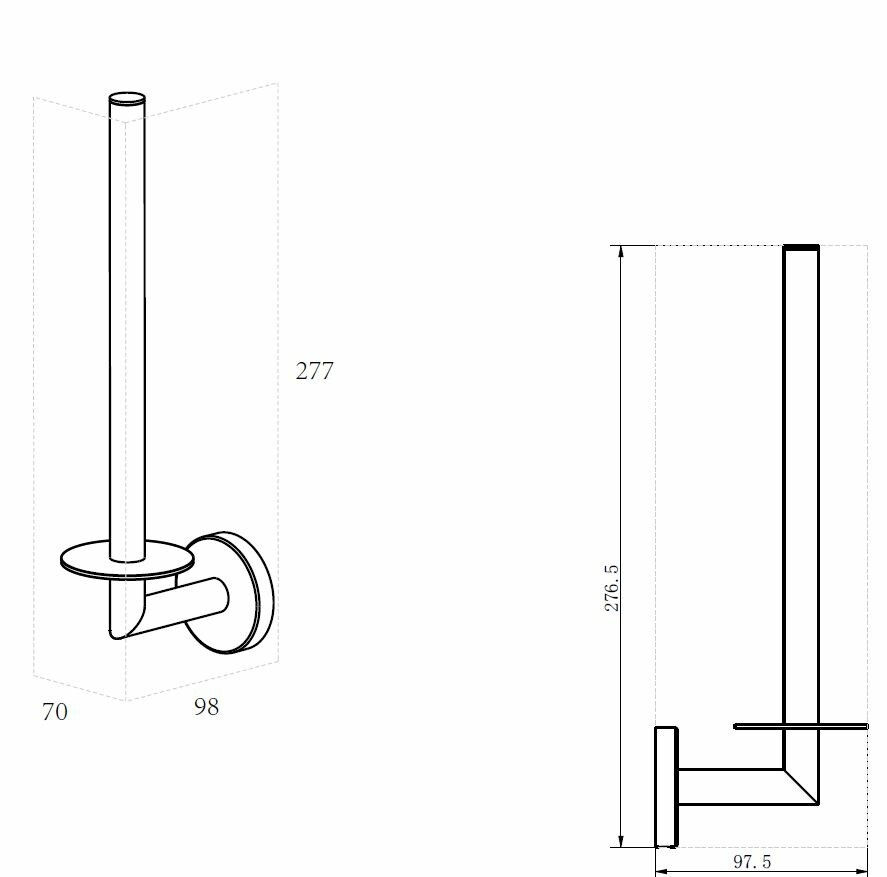 Thumbnail: Wiesbaden Alonzo toilet accessoireset 3-delig - chroom - SET 4 lijntekening