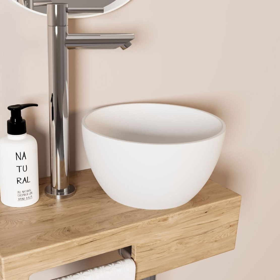 Arcqua Olivia opbouw waskom rond mat wit 22cm