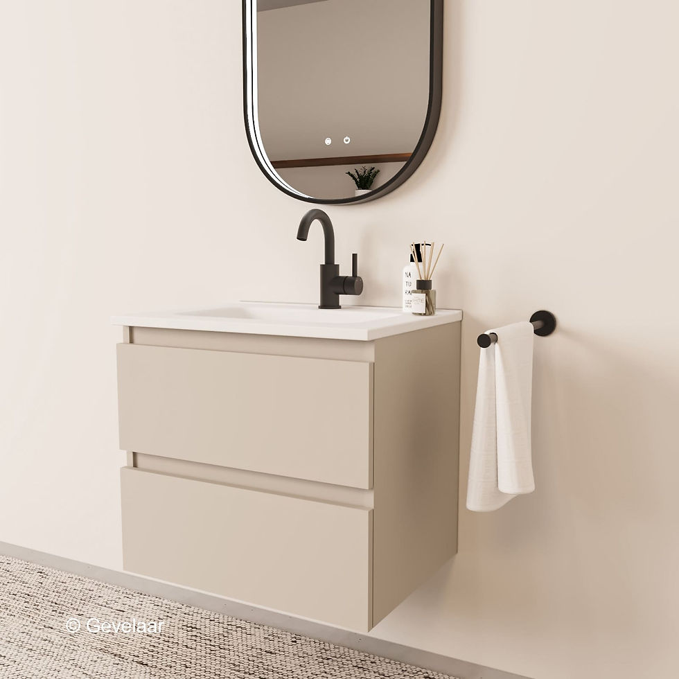 Tanaro Sobio badmeubel cappuccino 60 cm wastafel mat wit 2 laden