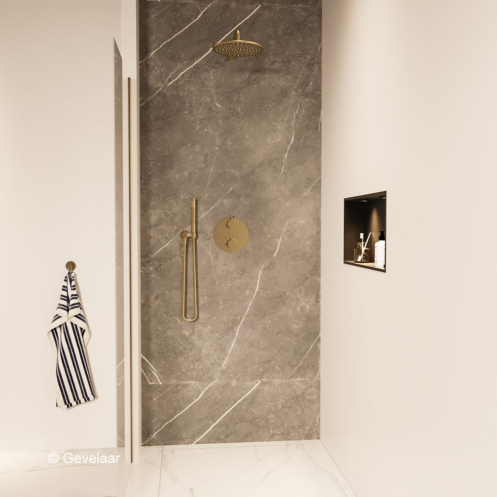 Thumbnail: Wiesbaden inbouw regendoucheset Geborsteld goud - SET 19
