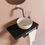 Thumbnail: Proline TOP Black oak fonteinset inb kraan RVS kom 20cm glans wit houder R