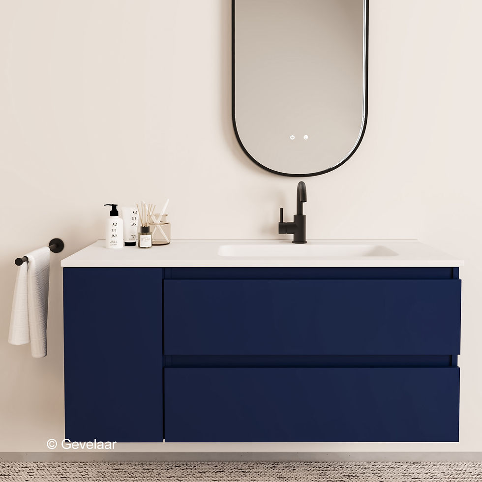 Tanaro Cliff badmeubel intens blauw 120cm wastafel mat wit rechts