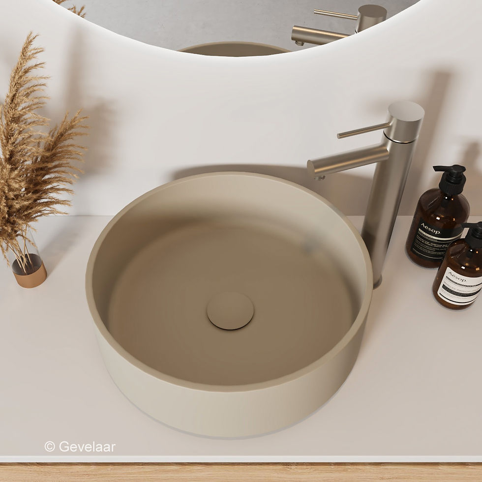 Thumbnail: Arcqua Case opbouw waskom cast marble rond 40 mat zand