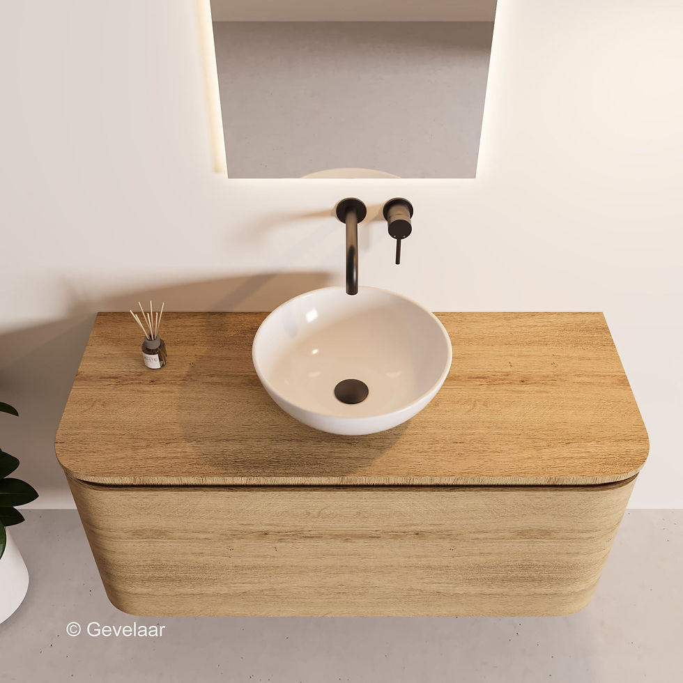 Thumbnail: Tanaro Lash badkamermeubel hout 120cm 2 lade warm eiken afdekblad