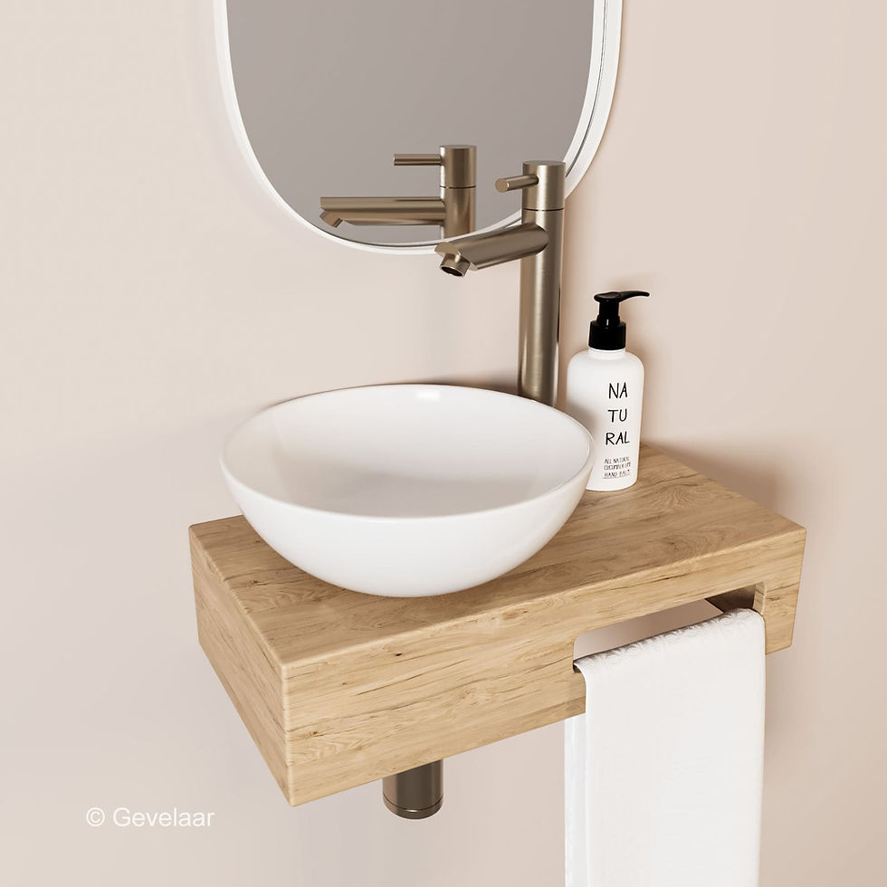 Tanaro Oasis fonteinset eiken kraanset rvs waskom 24cm glans wit links