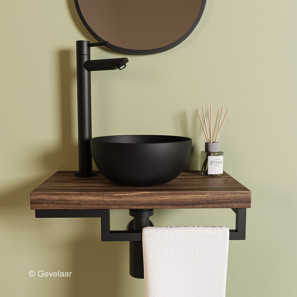 Proline TOP Cabana fonteinset kraan recht mat zwart kom 20cm mat zwart houder R