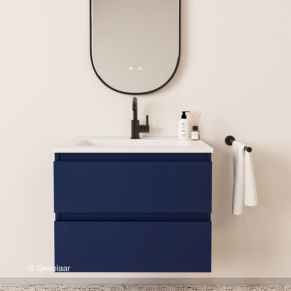 Tanaro Sobio badmeubel intens blauw 70 cm wastafel mat wit 2 laden