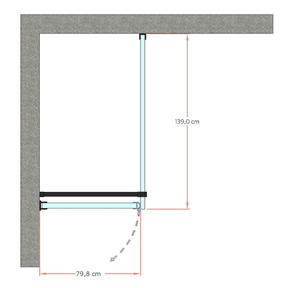 Thumbnail: Thundra douchecabine helder incl. glasbehandeling 140 X 80 cm. Gunmetal