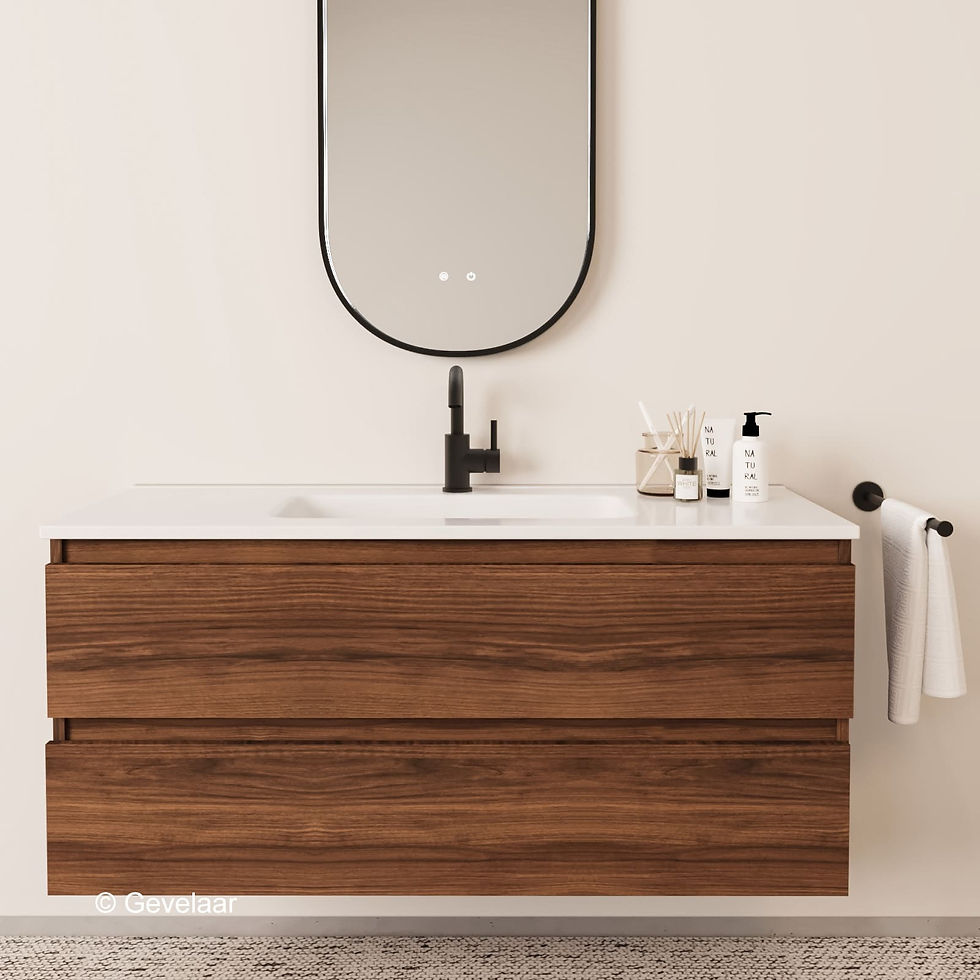 Tanaro Sobio badmeubel noten wastafel glans wit enkel 120cm 2 laden