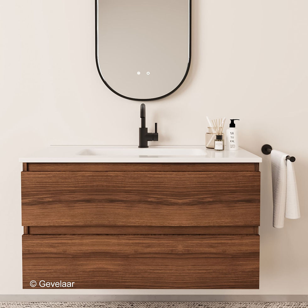 Tanaro Sobio badmeubel noten wastafel glans wit 100cm 2 laden