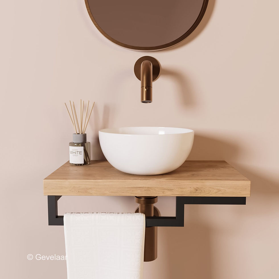 Proline TOP Ideal Oak fonteinset inb kraan koper kom 20cm glans wit houder L