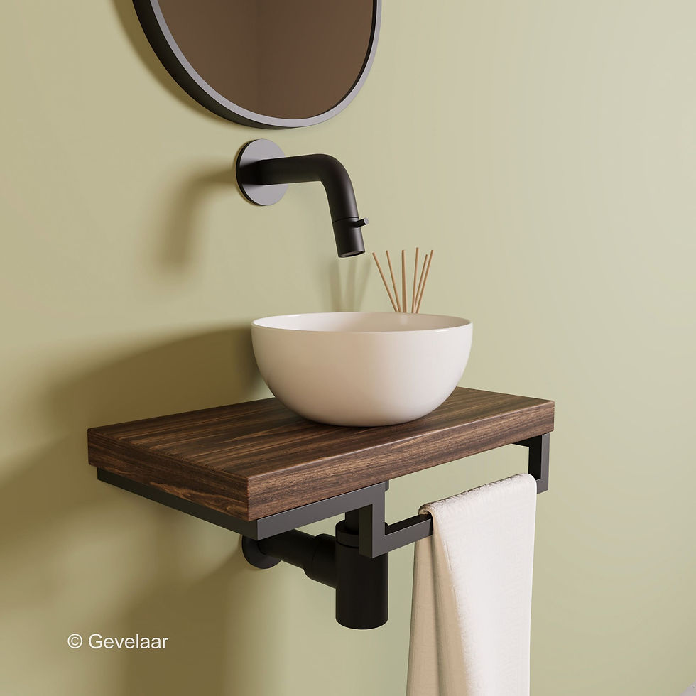 Proline TOP Cabana fonteinset inb kraan mat zwart kom 20cm glans wit houder R