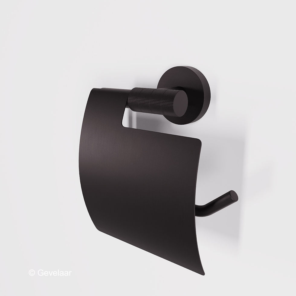 Zaphir toiletrolhouder met klep ribbelstructuur mat zwart (PVD)