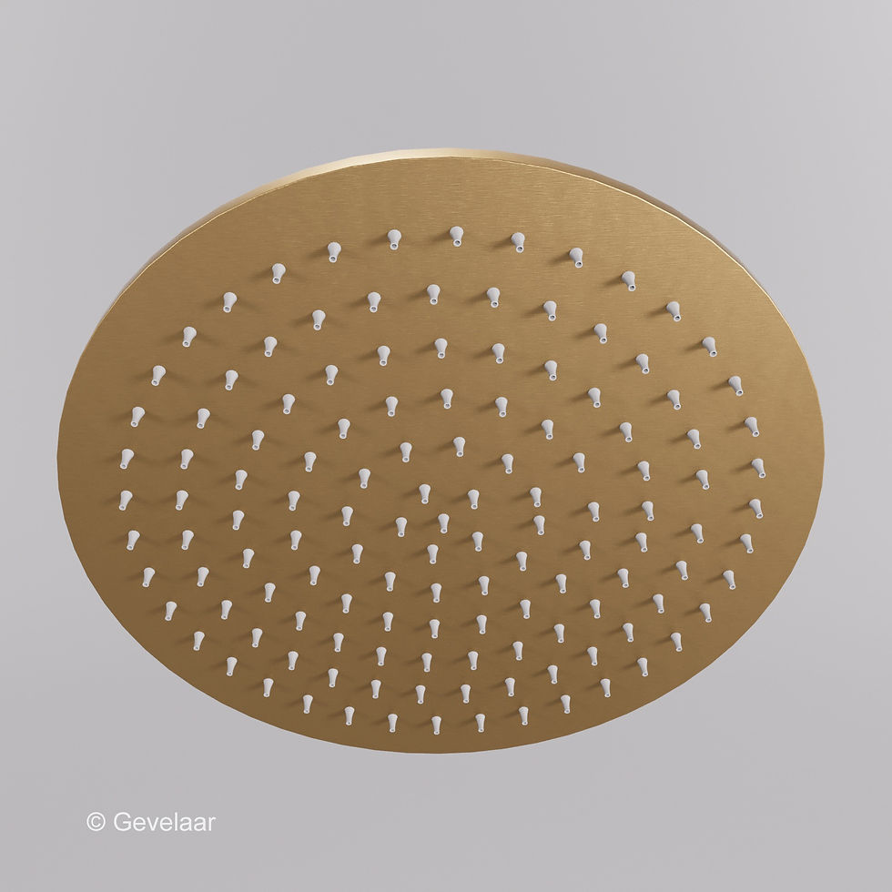 Thumbnail: Zaphir hoofddouche rond 30 cm met anti-kalk sproeiers geborsteld goud (PVD)