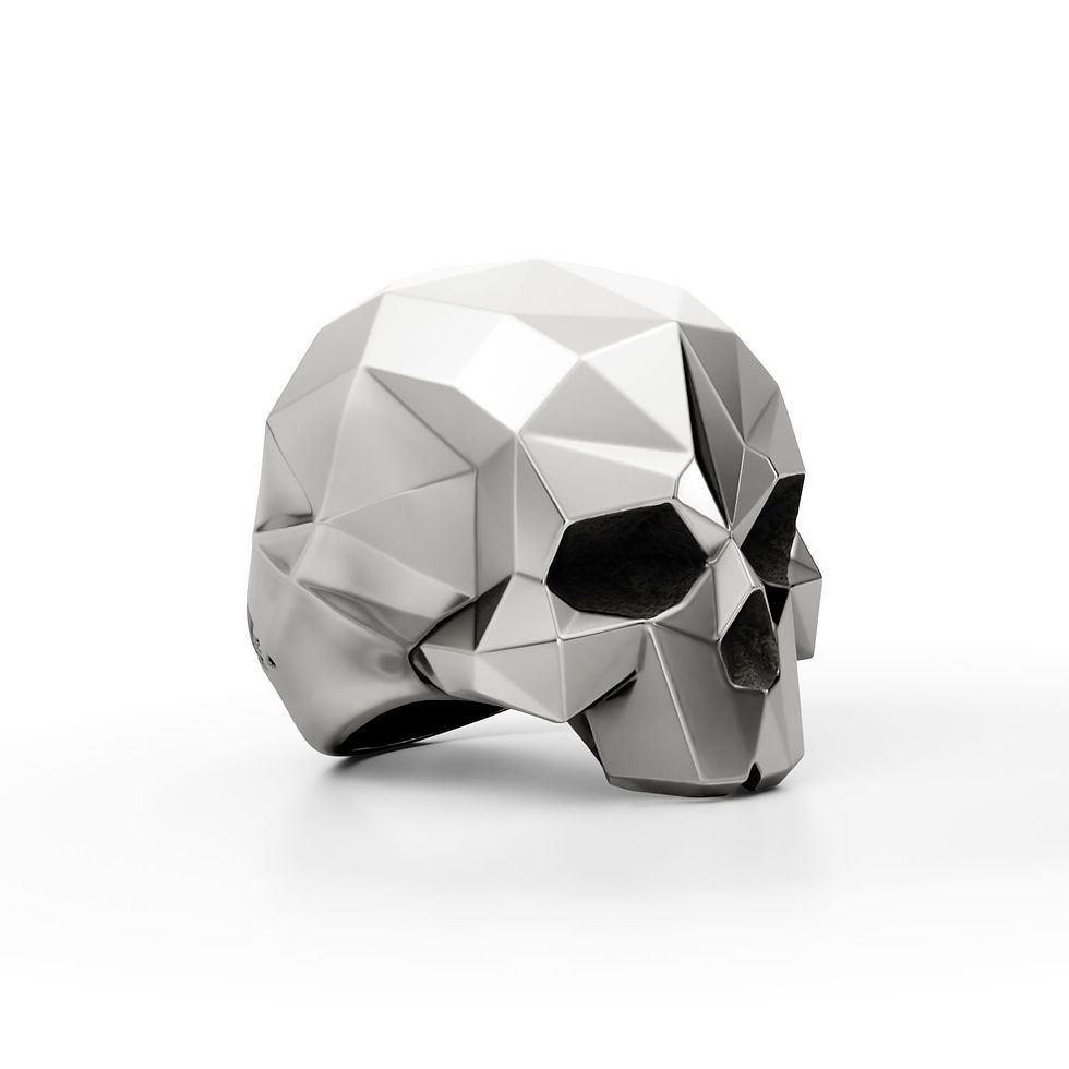Vergez infamous faceted skull ring design. A piece of art in sterling silver