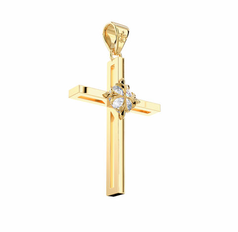 DOMORAE • Cross Pendant • 18K Gold & Diamond