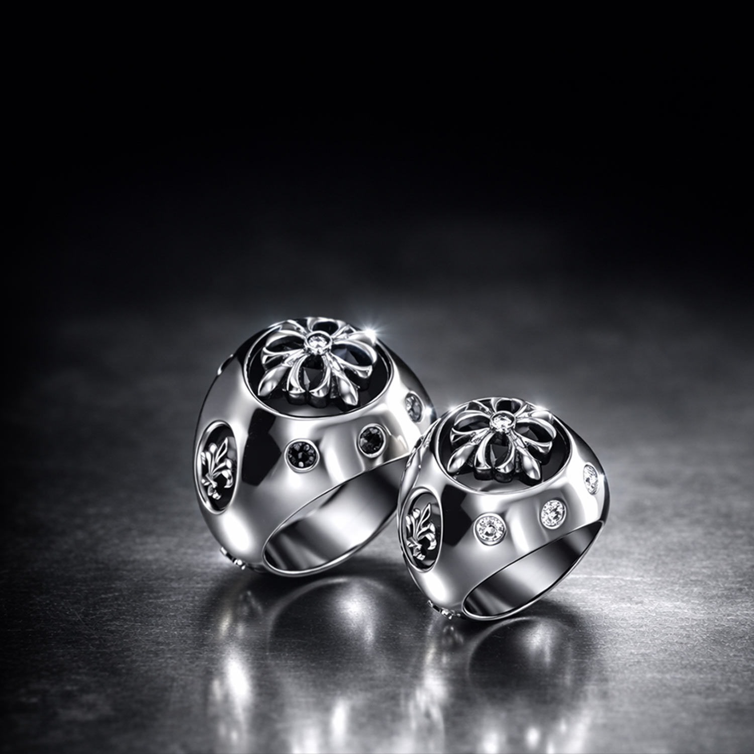 DOUBLE TROUBLE • Duo - 925 Silver Rhodium plated - Spinel and Diamonds