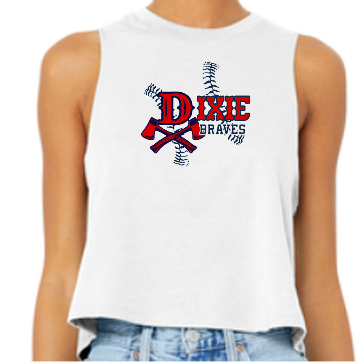 Dixie Braves Ladies Cropped Tank Top