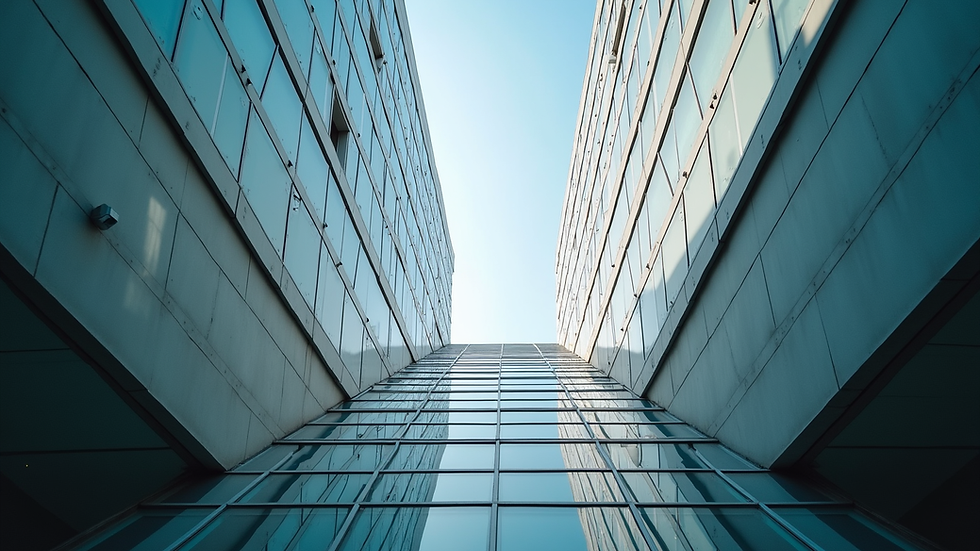 Eye-level view of modern commercial office building in Mohali