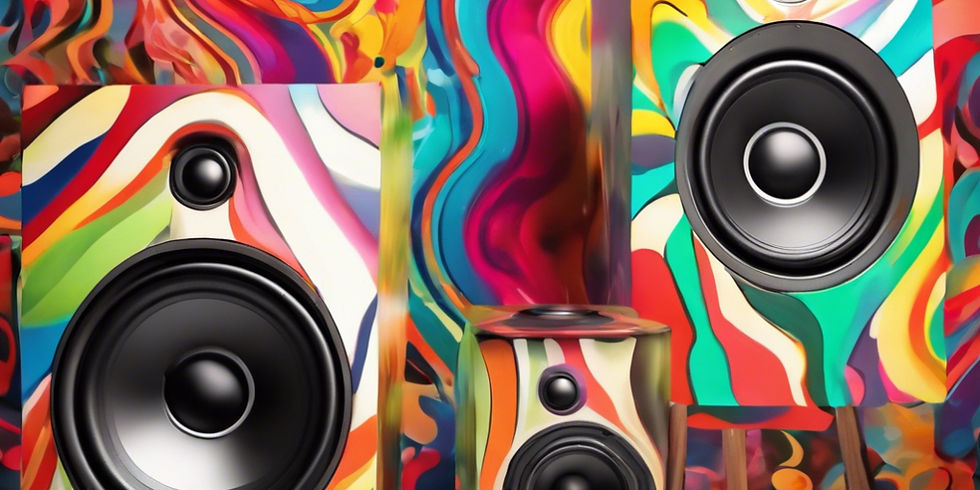 audio speakers colored in vivid colors on the background of vividly colored patterns.jpg