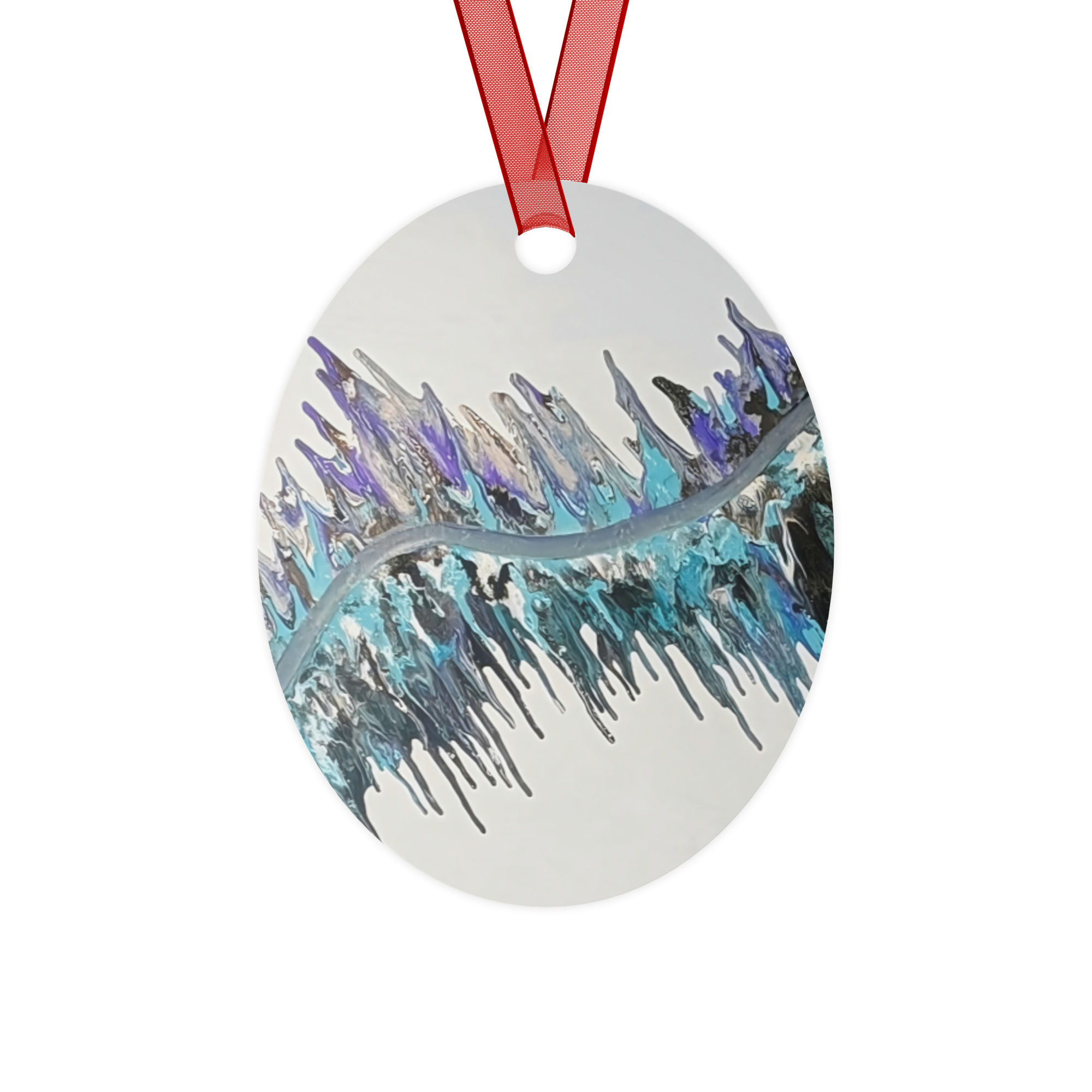 Teal Wave Double-sided ceramic ornaments