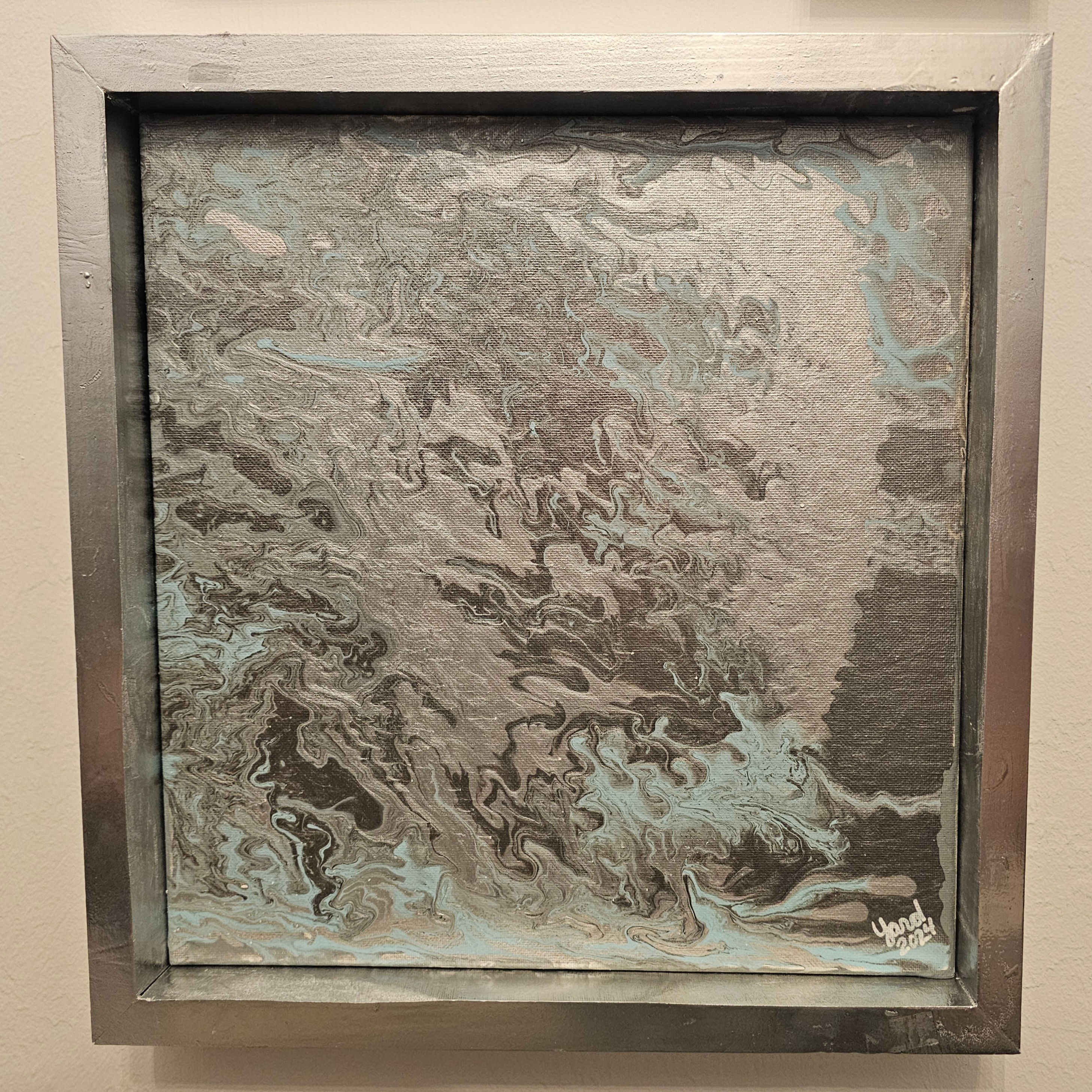 Teal and Silver Movement 12x12